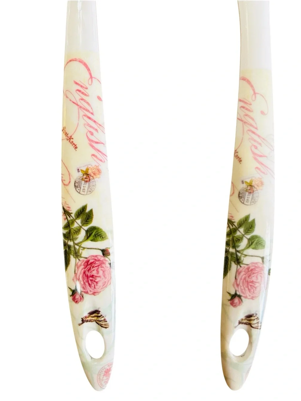 4 Piece Melamine Ware Serving Spatula 2 Slotted Spatula Ladle Queen Rose Pattern